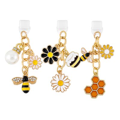LuneClat Dust Plug Charm Cute Daisy Bee Alloy Chain for Kindle E-Reader