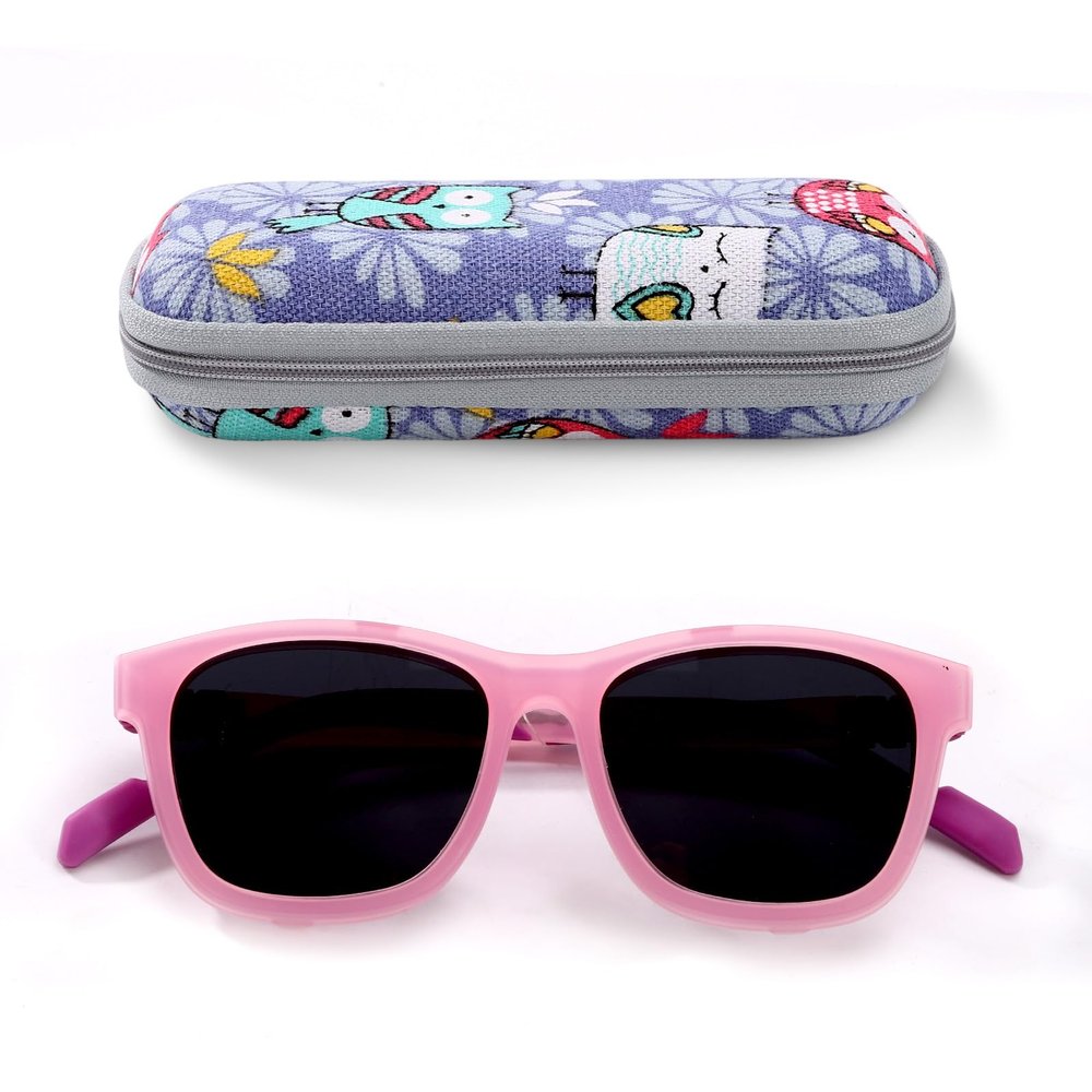 Bencaley 2-in-1 Kids Clip on Polarized UV400 Sunglasses,Blue Light Blocking Eyeglasses, Flexible TR90 Frame for Girls Age 6+(Pink & Purple)