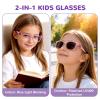 Bencaley 2-in-1 Kids Clip on Polarized UV400 Sunglasses,Blue Light Blocking Eyeglasses, Flexible TR90 Frame for Girls Age 6+(Pink & Purple) view 2