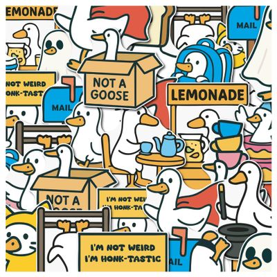 Nakamukaku 50Pcs Kids Cartoon Stickers Waterproof Decorative Stickers for Phones, Laptops, Guitars, and Water Bottles. (Cute Goose, Reusable)