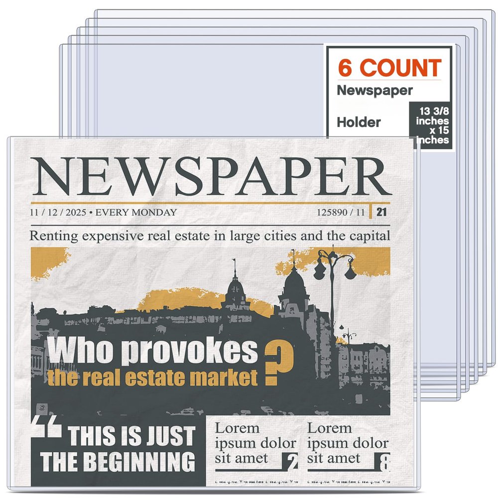 Faccito 6 Pcs Hard Newspaper Holder, 13 X 15'', 4.5mm Rigid PVC