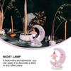 Luxshiny Moon Night Lamp Resin Cartoon Tabletop Night Light Decorative Bedside Lamp for Christmas Birthday Pink Moonlight view 3