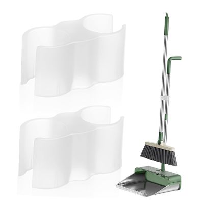 2pcs Plastic Dustpan Broom Coupling Clips Secure Double Pipe Connectors