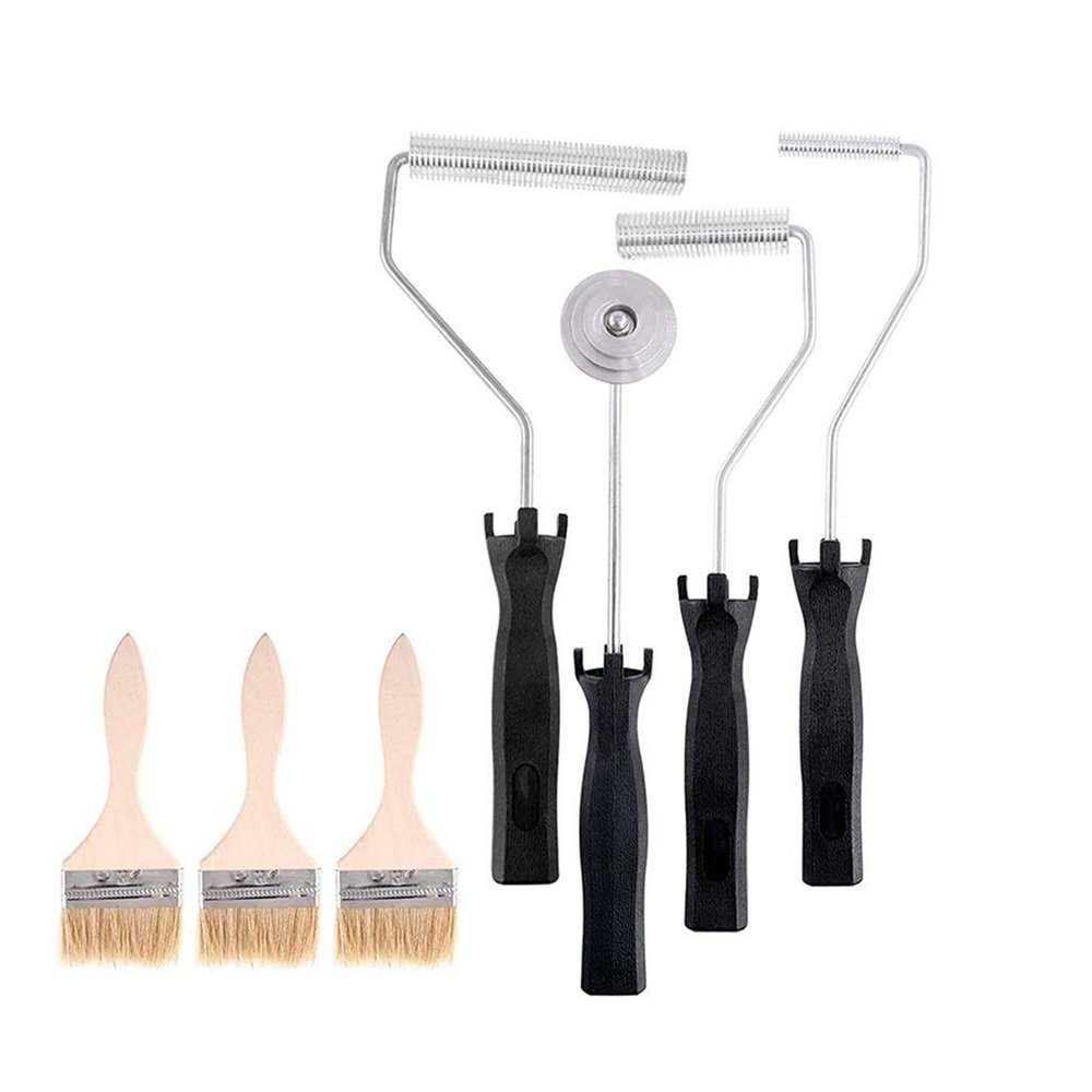 TEOYETTSF 4Pcs Fiberglass Roller Tools and Brushes, Bubble Paddle Tool Laminating Paint Kit for Resin Tub