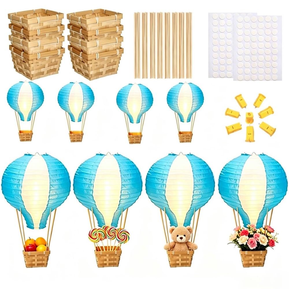 Palmhill 8 Sets 11.8" Hot Air Balloon Decorations Lanterns With Led Light