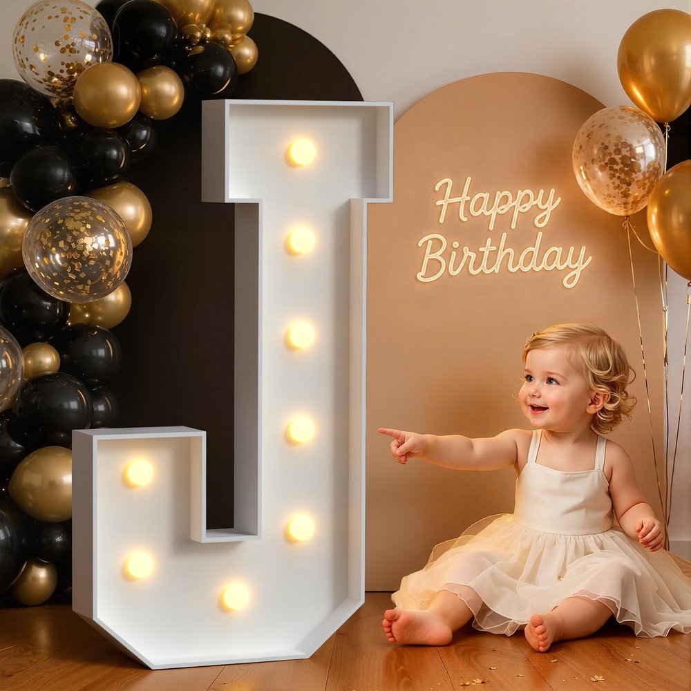 Mixifox Marquee Letters 3 Feet Tall, Large Light Up Letters J Baby Showers