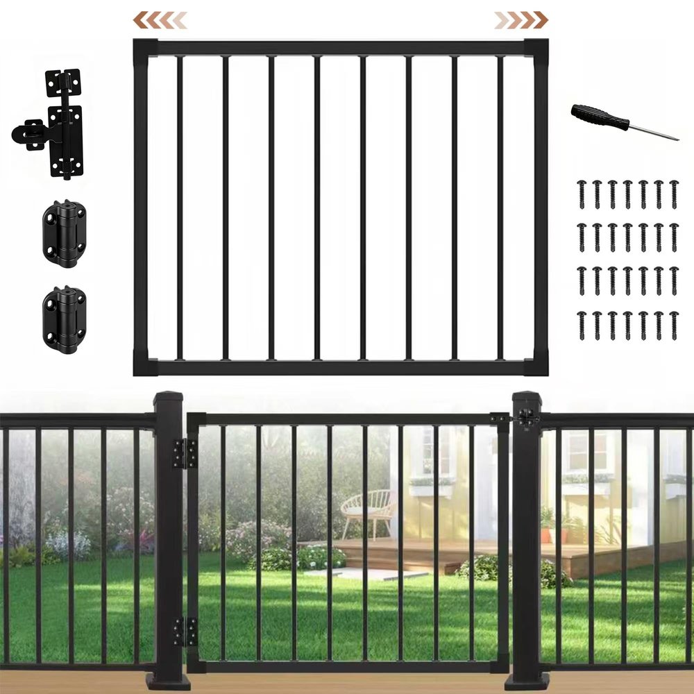 KWDOBUUS Deck Fence Gate Kit Outdoor,38" H x 48" W Adjustable Width Gates