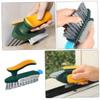 Sakuo Heavy Duty Multifunctional Crevice Cleaning Brush for Bathroom and Kitchen Ergonomic Handheld Scrubber for Grout Tiles and Narrow Gaps Home Accessory in Dark Green view 4