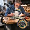 MEIAOELEC 12X Magnifying Glass with Light and Stand Hands Free, Long Swing Arm Desk Magnifying Light with Clamp for Close Work, Dimmable Lighted Magnifier Lamp for Soldering Craft Jewelry Bench Sewing view 1