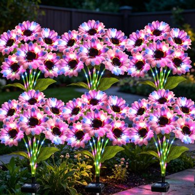 ANGMLN Solar Garden Lights 6 Pack 36 Solar Multicolored Sunflower Lights