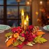 Fall Floral Centerpieces for Tables,3 LED Candle Lights with Maple Leaves view 1