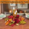 Fall Floral Centerpieces for Tables,3 LED Candle Lights with Maple Leaves view 2