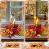 Fall Floral Centerpieces for Tables,3 LED Candle Lights with Maple Leaves view 4