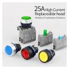 FXPCGZISH Button Switch Control Start Stop Self Reset No Lamp Normally Open Normally Closed Screw Pin Connection Without Lamp Momentary(A-red,2NO) view 4