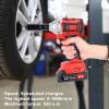 Cordless Wrench 520Nm High Torque Electric Power Tool with Brushless Motor 2 Batteries 12 Inch Chuck Set Including 5 Sockets Adapters for Automotive Repairs Red view 2