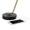 Globe Electric 52095 Belmont 17" Desk Lamp, Matte Black, Antique Brass Accents, Fast Charging USB Port, Rocker On/Off Switch view 4