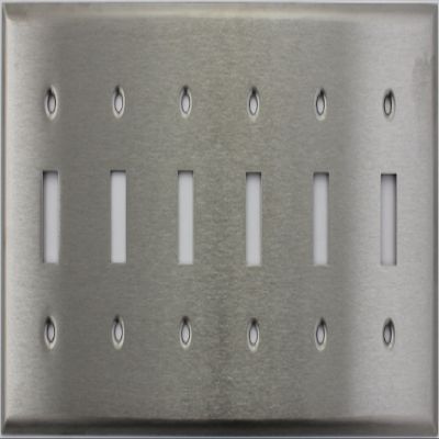 Brushed Satin Stainless Steel 6 Gang Toggle Switch Wall Plate
