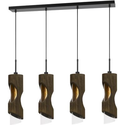 Cal Lighting FX-3669-4 Contemporary Modern Four Light Island Pendant from Zamora Collection in Bronze / Dark Finish, 23.50x17.75x17.75