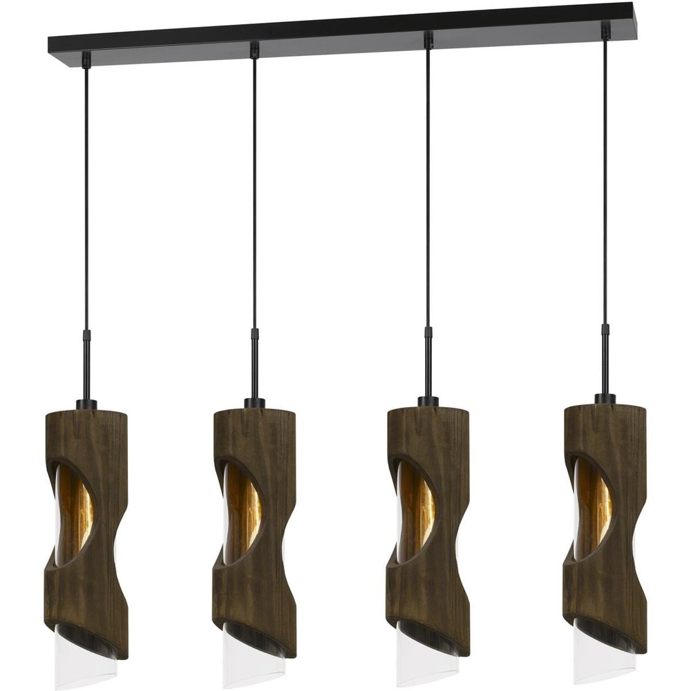 Cal Lighting FX-3669-4 Contemporary Modern Four Light Island Pendant from Zamora Collection in Bronze / Dark Finish, 23.50x17.75x17.75