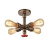 RUNNUP Industrial Vintage Edison Ceiling Light Flush Ceiling Light with Valve in Pipe Style Antique Brass with 4 Lights view 1
