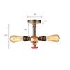 RUNNUP Industrial Vintage Edison Ceiling Light Flush Ceiling Light with Valve in Pipe Style Antique Brass with 4 Lights view 2