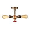 RUNNUP Industrial Vintage Edison Ceiling Light Flush Ceiling Light with Valve in Pipe Style Antique Brass with 4 Lights view 4