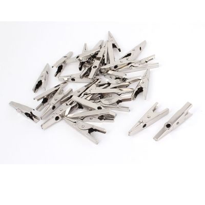 Aexit Metal Uninsulated Electrical Testing Test Lead Alligator Clip 43mm Long 30PCS Voltage Testers Silver Tone