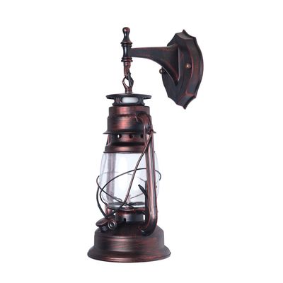 LIN XIAO HAO mayu Kerosene Lantern Wall Lamp Retro Bedroom Bedside Wall Sconces Iron and Glass Shade Restaurant Bar (Color : Red Bronze)