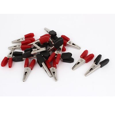 Aexit 20 Pcs Electrical Testing Black Red Insulated Testing Work Crocodile Alligator Clips Clamps for Voltage Testers Charge Cable