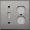 Brushed Satin Stainless Steel 2 Gang Wall Plate - 1 Toggle Switch 1 Duplex Outlet view 1