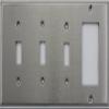 Brushed Satin Stainless Steel 4 Gang Wall Plate 3 Toggle Switches 1 GFI/Rocker Opening view 1