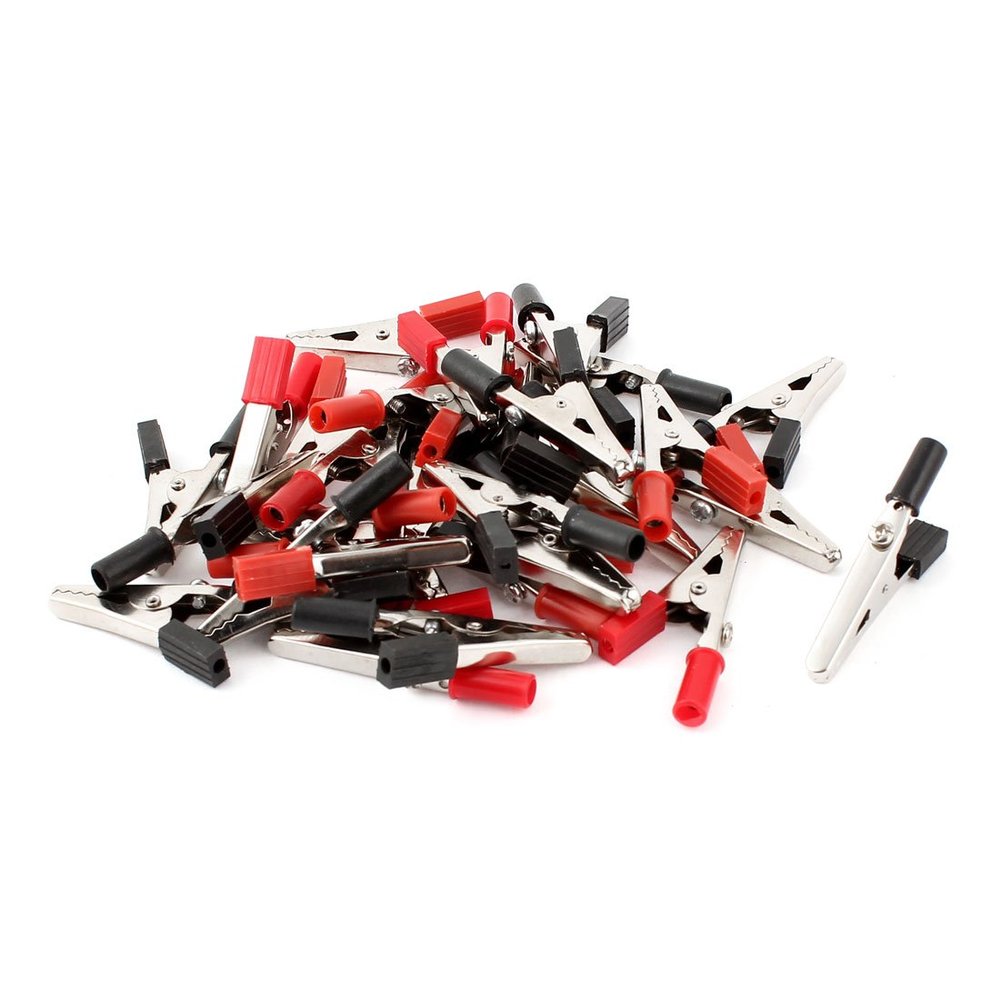 Aexit 15 Pairs Electrical Testing 55mm Length Electric Alligator Test Clip Clamp Voltage Testers Red Black