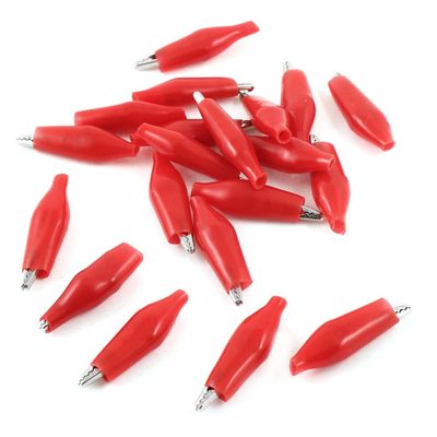 Aexit 20 Pcs Electrical Testing 38mm Long Red Plastic Boot Coated Testing Alligator Voltage Testers Clip Clamps