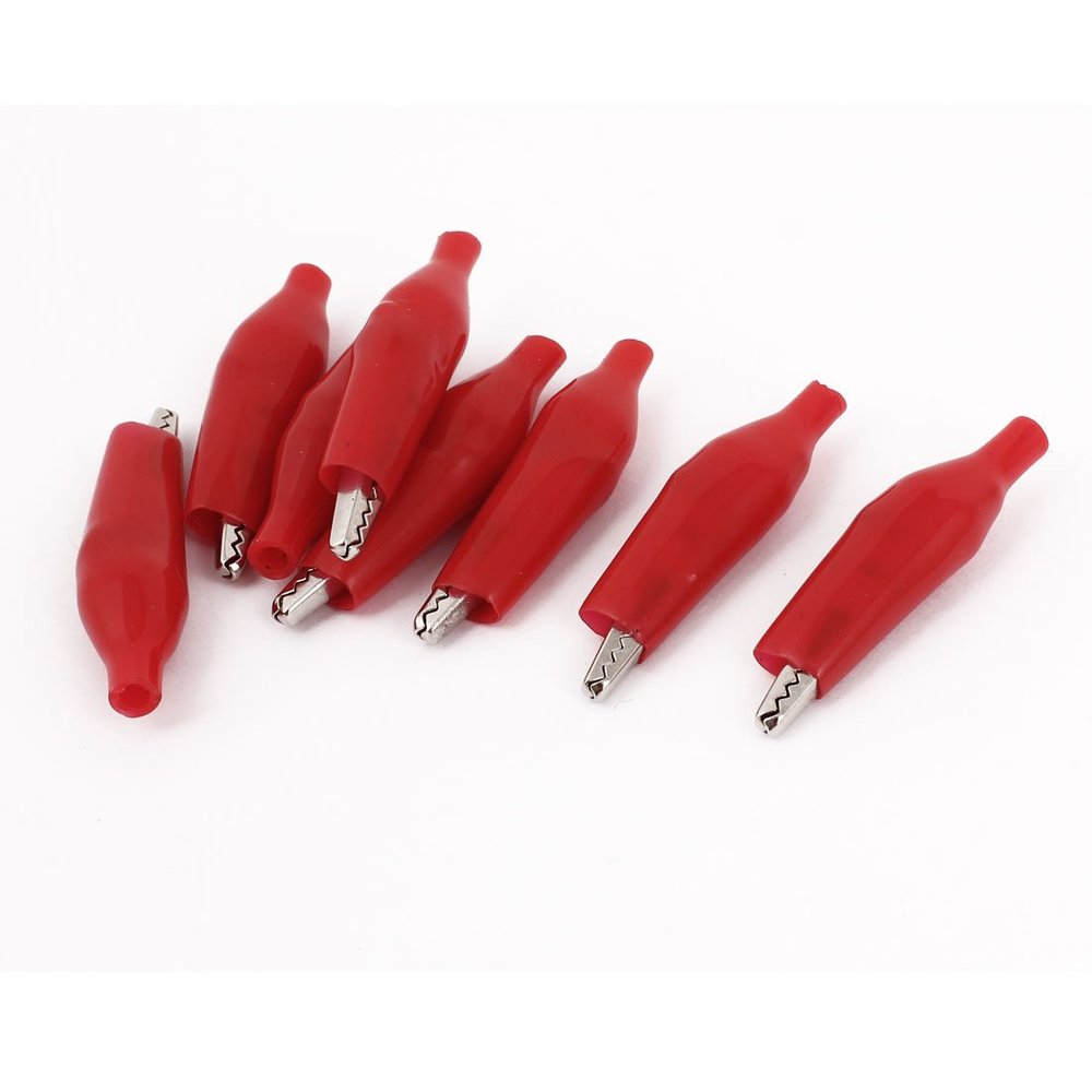Aexit 8 Pcs Electrical Testing Red Soft Boot Coated Alligator Test Clip Connector Voltage Testers 40mm Long