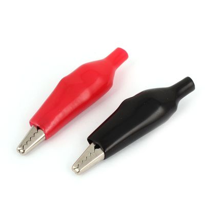 Aexit 2 PCS Electrical Testing Red Black 2.2" Length Crocodile Alligator Test Voltage Testers Clip Connectors