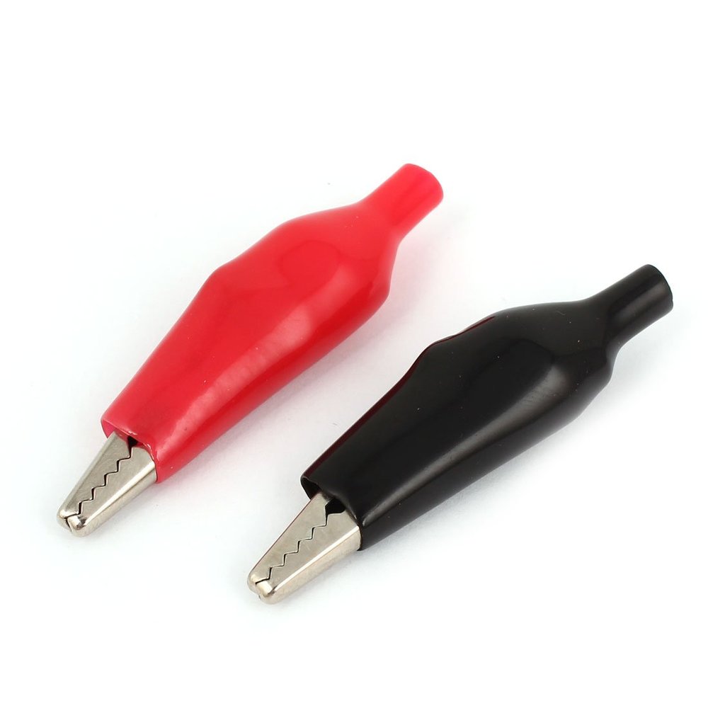 Aexit 2 PCS Electrical Testing Red Black 2.2" Length Crocodile Alligator Test Voltage Testers Clip Connectors