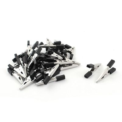 Aexit 30 Pcs Electrical Testing Black Grip Electric Test Crocodile Alligator Clips Voltage Testers Clamps 50mm
