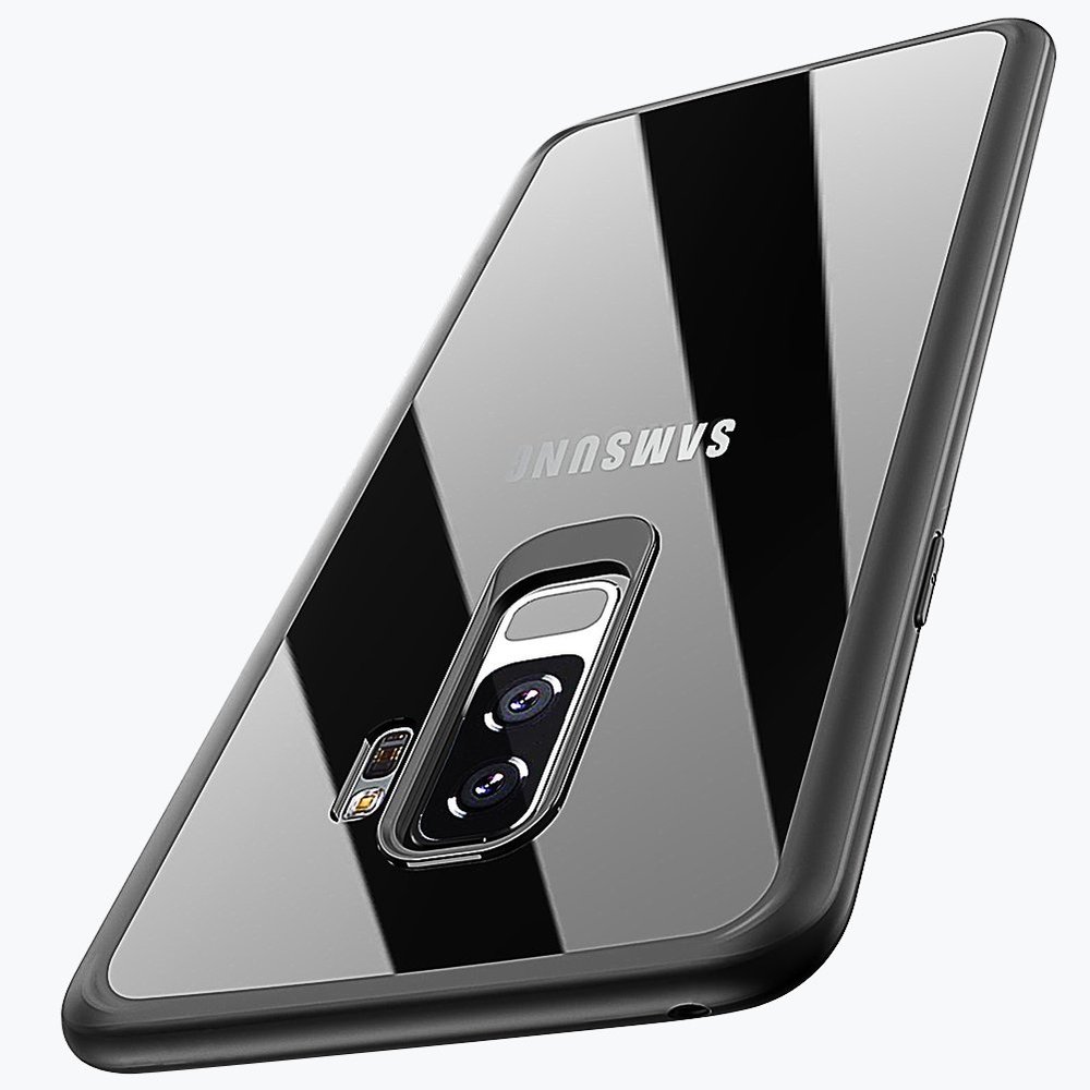 Galaxy S9 Plus Case,WATACHE Clear Slim Fit Anti-Scratch Shockproof Hybrid Flexible TPU Bumper Edge + Rigid PC Back Panel Cover for Samsung Galaxy S9 Plus (Edge Black)