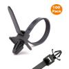 100 x Black Push Mount Winged Cable Ties 100mm x 2.5mm Car Chassis Zip Tie Fixing view 2