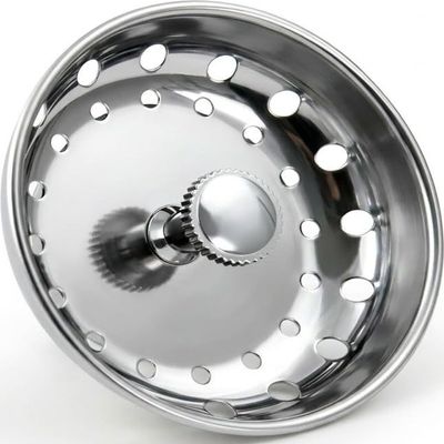 Highcraft 97333 Kitchen Sink Basket Strainer Replacement for Standard Drains (3.25 Inch) Chrome Plated Stainless Steel Body With Rubber Stopper, 3.25"