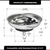 Highcraft 97333 Kitchen Sink Basket Strainer Replacement for Standard Drains (3.25 Inch) Chrome Plated Stainless Steel Body With Rubber Stopper, 3.25" view 4