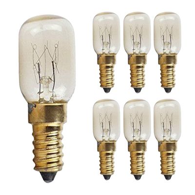 CTKcom 15W E14 Base 4173175 Oven Light Bulbs(6 Pack)- Microwave Light Bulbs 120V Heat Resistant Bulbs 300'C,Warm White Incandescent Light Bulb 360 Beam Angle,110-130V,6 Pcs