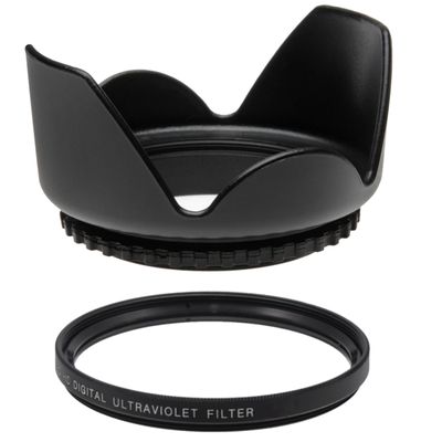52MM UV Filter + 52mm Tulip Lens Hood for Canon EF-S 24mm F2.8 STM, 52 mm Ultraviolet Filter & 52 mm Lens Hood