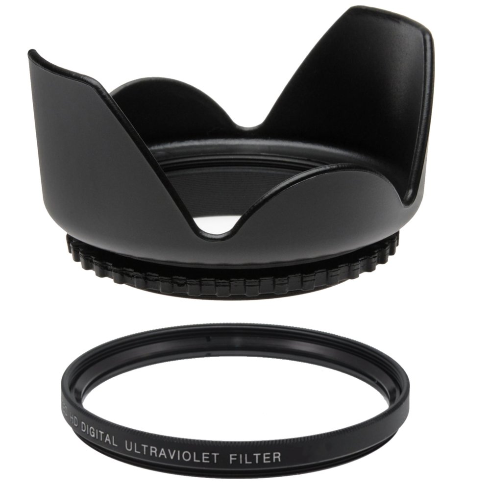 52MM UV Filter + 52mm Tulip Lens Hood for Canon EF-S 24mm F2.8 STM, 52 mm Ultraviolet Filter & 52 mm Lens Hood