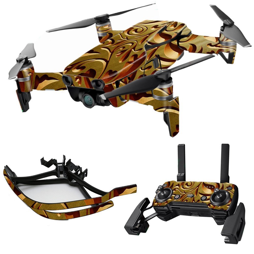 MightySkins Skin Compatible with DJI Max Coverage - Mosaic Gold | Protective, Durable, and Unique Vinyl Decal wrap Cover | Easy to Apply, Remove, and Change Styles | Made in The USA