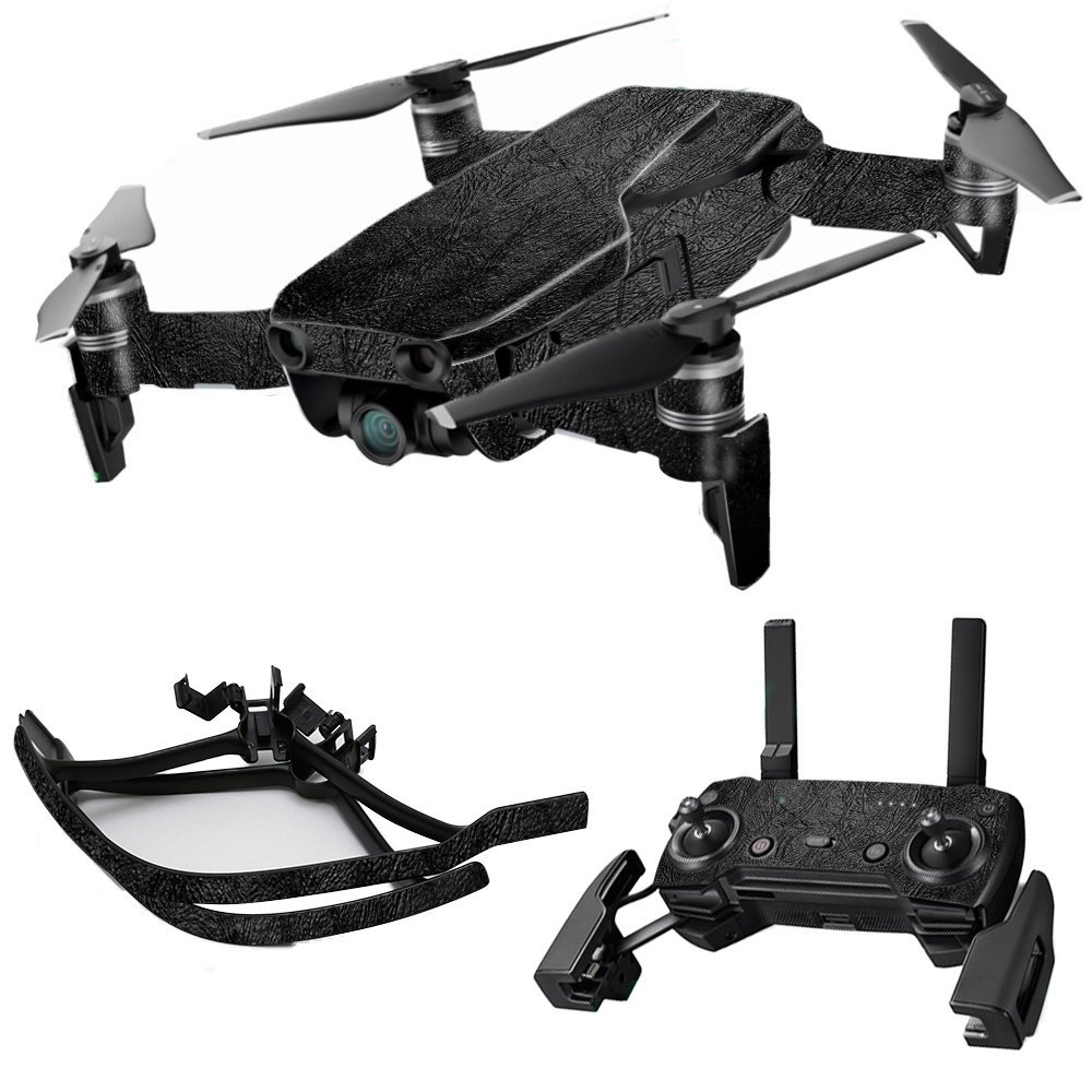 MightySkins Skin Compatible with DJI Max Coverage - Black Leather | Protective, Durable, and Unique Vinyl Decal wrap Cover | Easy to Apply, Remove, and Change Styles | Made in The USA