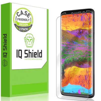 IQShield Screen Protector Compatible with Galaxy S9 Plus (2-Pack)(Case Friendly) Anti-Bubble Clear TPU Film