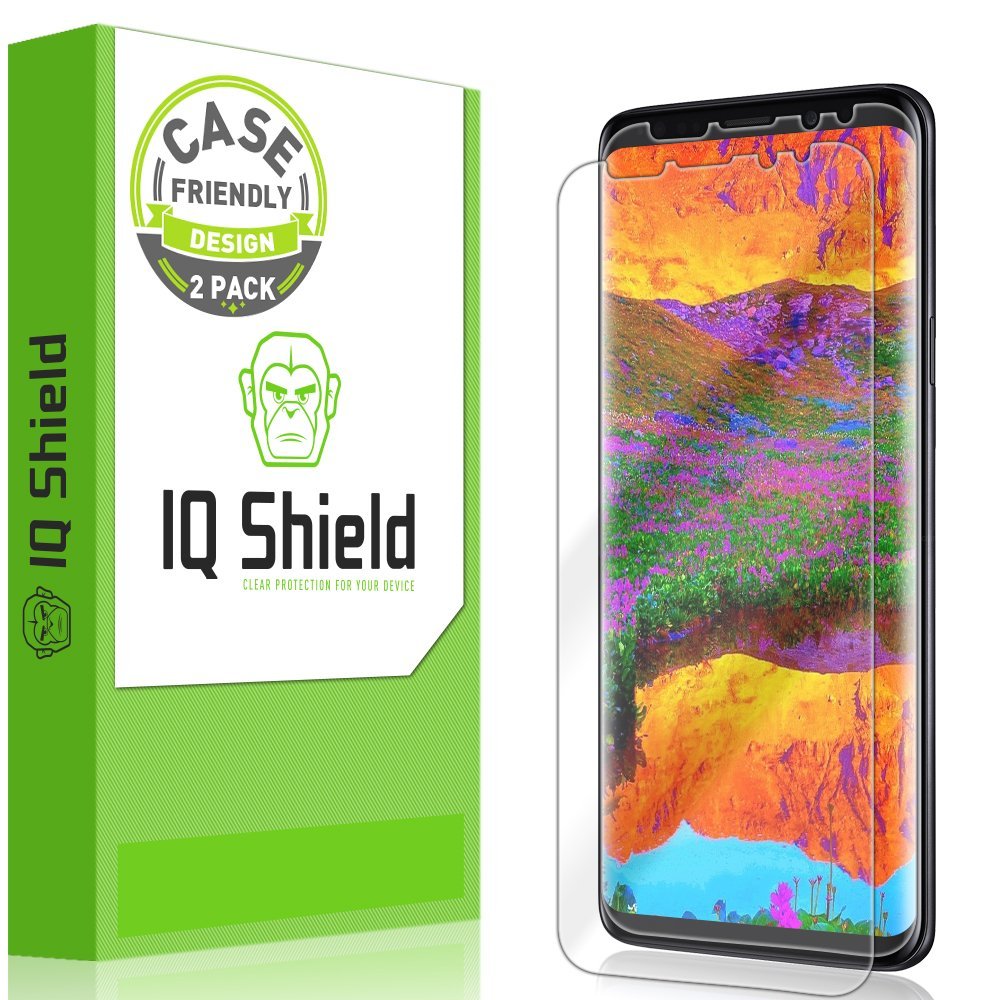 IQShield Screen Protector Compatible with Galaxy S9 Plus (2-Pack)(Case Friendly) Anti-Bubble Clear TPU Film