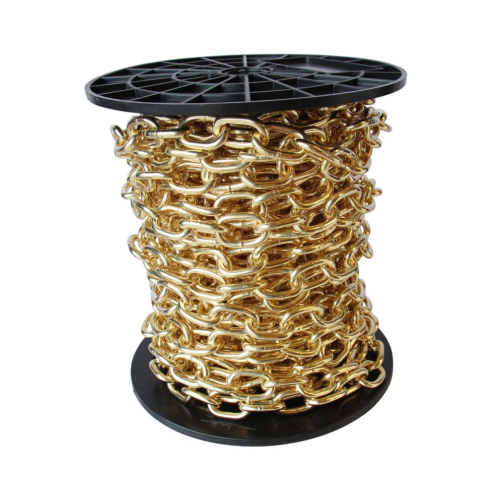 RCH Hardware CH-S60-02-PB-65 Steel Chandelier Chain, Polished Brass (65 Foot Reel)