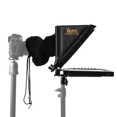 Ikan 12-inch Portable Teleprompter Kit for Light Stands, Adjustable Glass Frame, Easy to Assemble, Extreme Clarity (PT1200-LS) - Black
